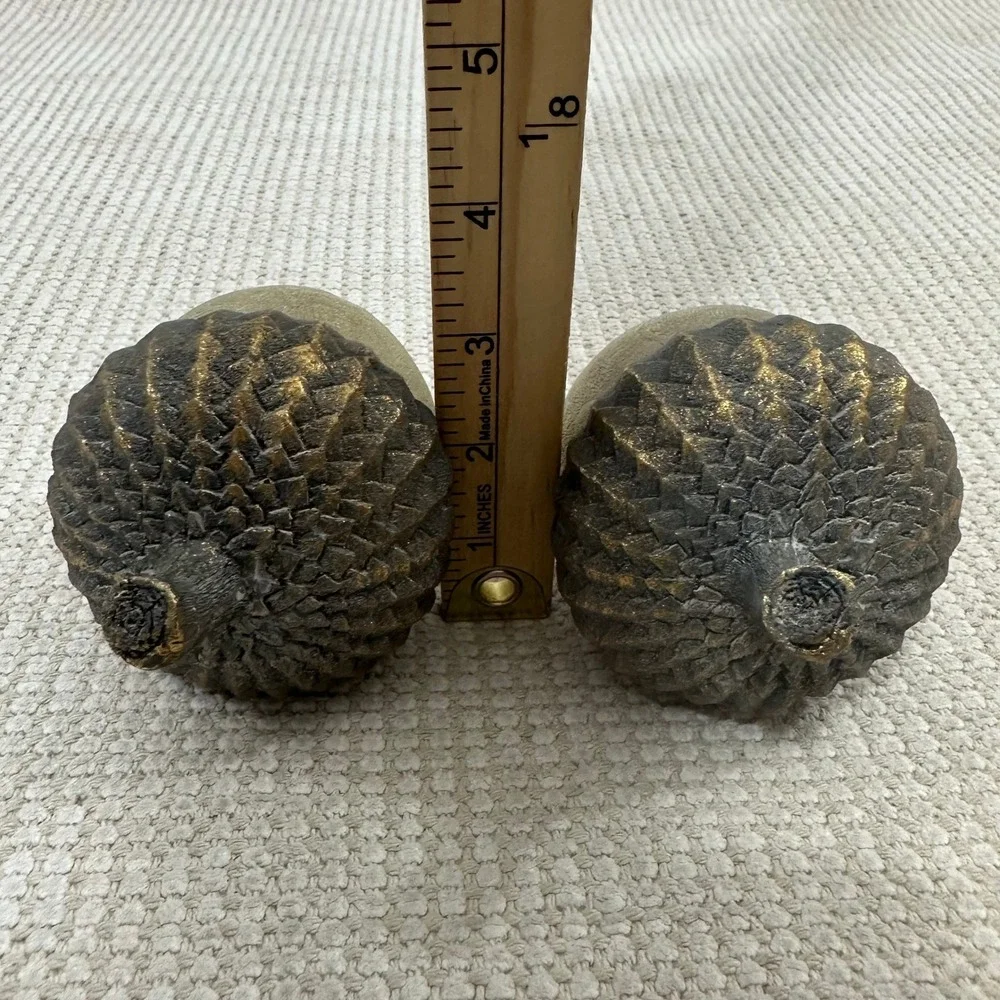 Rustic Oversized Acorn Figurines Set of 2 Bronze Gold Fall Woodland Decor 5